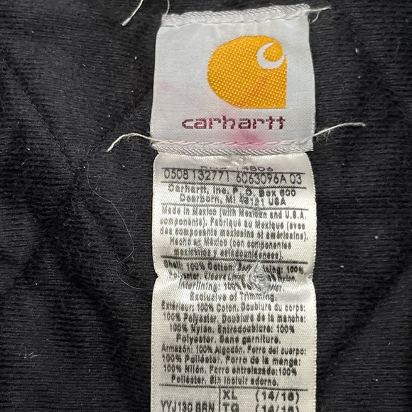 Carhartt Youth Large 14/16 Brown Jacket Hooded Flannel Lined Coat Broken In - Picture 4 of 7